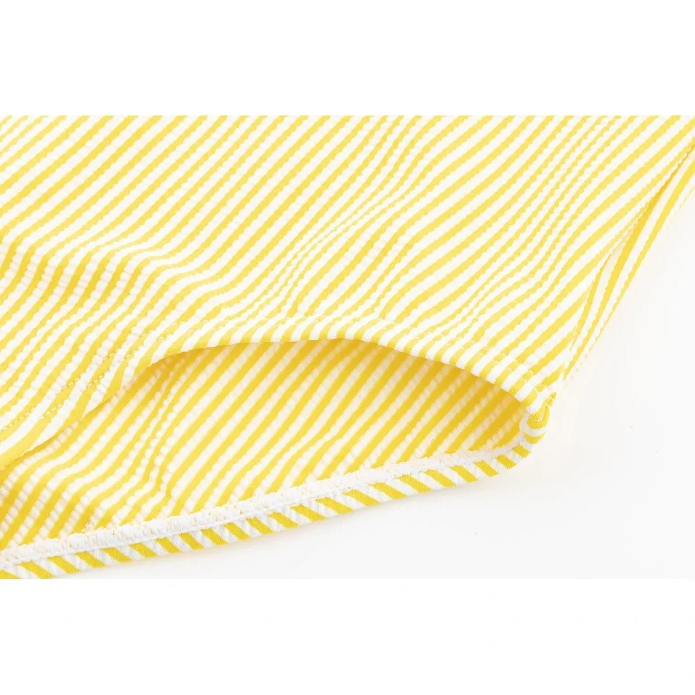 LIZENS Girls' Yellow One Piece Swimwear Stripe Ruffle Striped Swimsuit Kids 4-5T